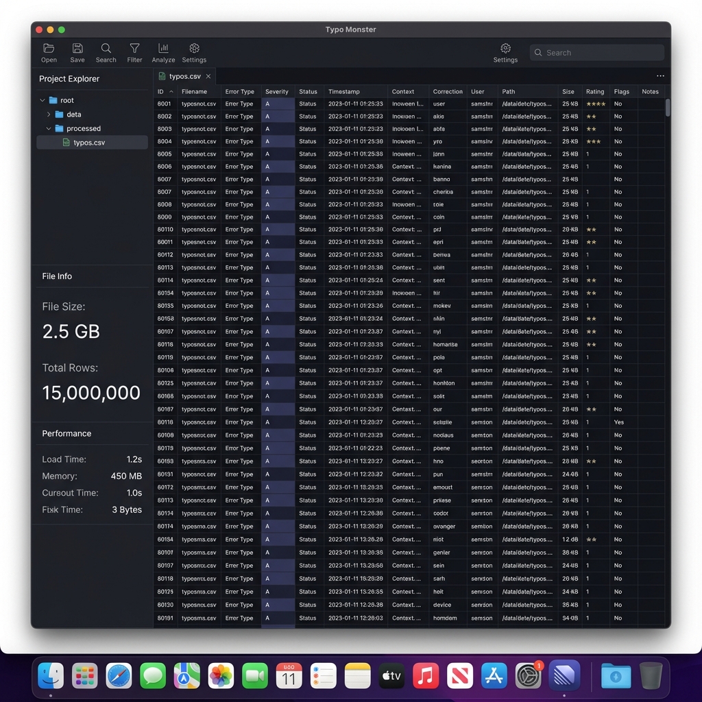 Typo Monster application handling a large CSV file